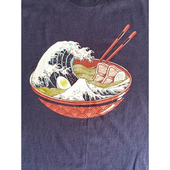 The Great Wave Ramen Bowl T-Shirt Men's Size Large Japanese Graphic Short Sleeve - Picture 2 of 7